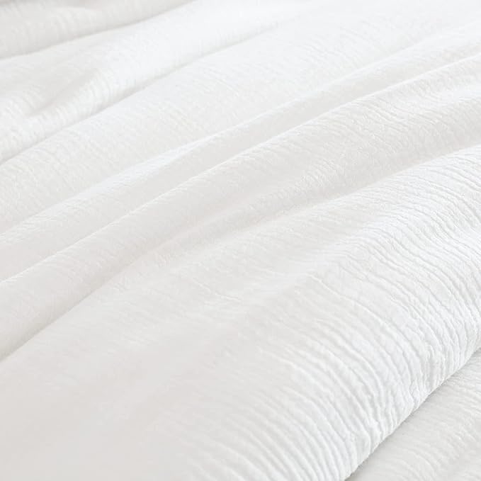 HOMBYS 100% Cotton Muslin Comforter Oversized King 120x98, Lightweight and Breathable Down Alternative Comforter,Soft Gauze Summer Off White Reversible Fluffy Duvet Insert
