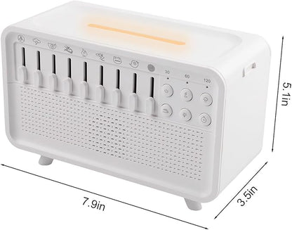 White Noise Machine Aroma Diffuser Humidifier 8 Sounds Adjustable Night Light Portable Air Purifier Music Playback ABS Material White Bedroom Office Travel