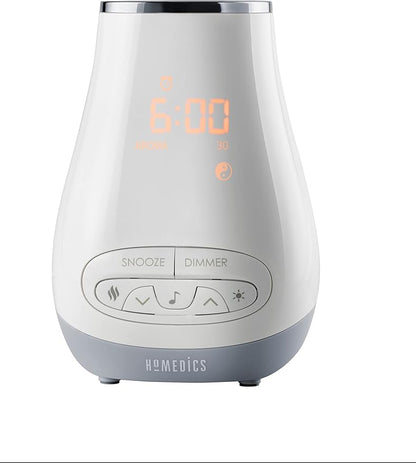 Slumber Scents Alarm Clock, Essential Oil Diffuser & White Noise Machine 6 Soothing Sounds, LED Lights, Auto-Off Timer, Bluetooth Bonus- 3 Essential Oils, Aromatherapy SoundSpa HoMedics