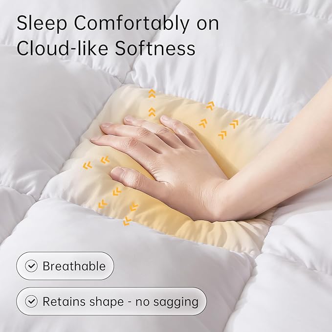 SAPHREAS 3 Inch Memory Foam Mattress Topper Queen Size, Extra Soft Pillow Top Mattress Pad with Breathable Air Mesh Sides, Back Pain Relief, Fluffy Shredded Foam Filled