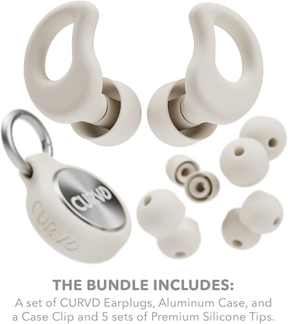 CURVD Everyday Earplugs + Case Clip Bundle, The Perfect earplug for Sleep, Travel, Noise Sensitivity/canceling + Case Clip Package Portable Waterproof Container & Silicone Sleeve for Ear Plugs(Honey)