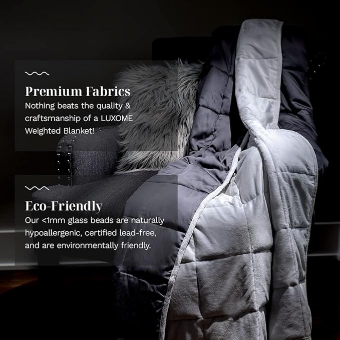 LUXOME Full Size Weighted Blanket | Integrated Cooling & Plush Cover | 15 lbs | 54"x72" | Light Grey