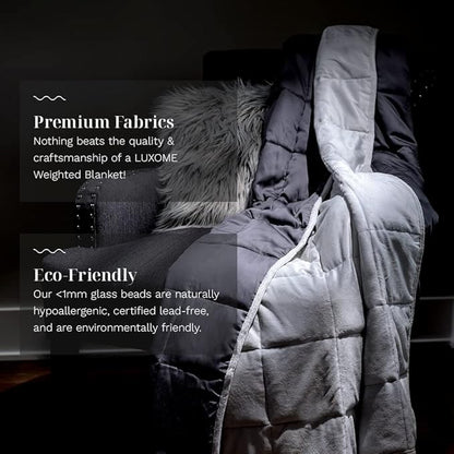 LUXOME Queen Size Weighted Blanket | Integrated Cooling & Plush Cover | 18 lbs | 60"x80" | Grey/Light Grey