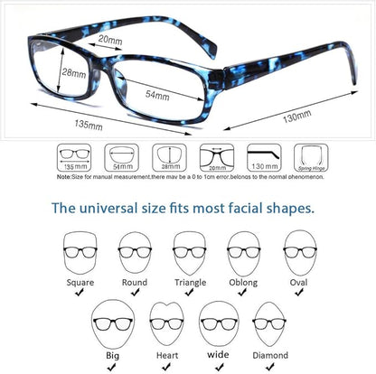 Henotin 5-Pack Reading Glasses Blue Light Blocking Anti Eyestrain Computer Reading Glasses for Women and Men Readers (5 Pack blue, 0.00, Diopters)
