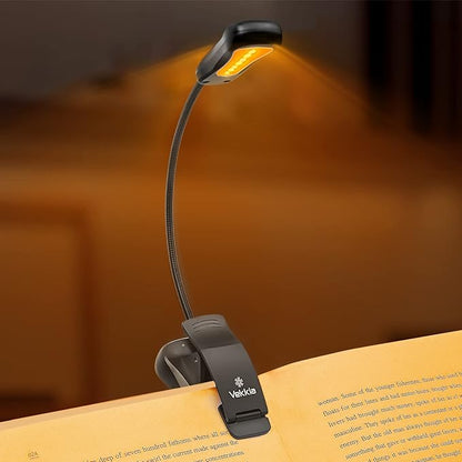 Vekkia Amber Rechargeable 7 - Led Eye - Care Book Light with Blue - Light Blocking, 3 Levels, 1600K for Eye - Friendly Use. Offers Up to 70 Hours of Reading