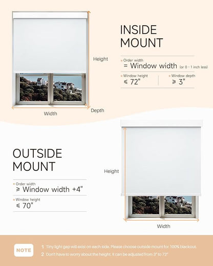 Smart Roller Shades for Windows, Alexa Blackout Motorized Blinds with Remote Control, Easy Install Automatic Electric Blinds for Indoor (42" W x 72" H, White)