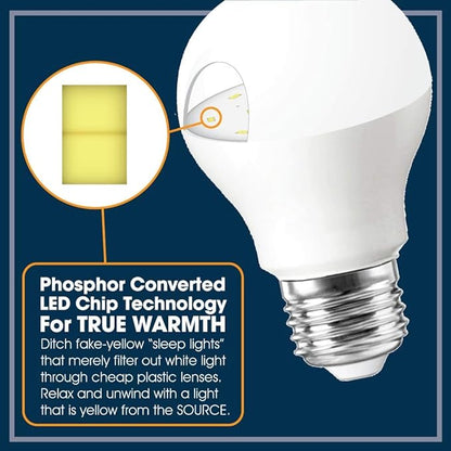 Miracle LED 9W Sleep Study Blue Light Blocking Bulb to Aid Unwinding and Relaxation for Bedtime (2-Pack), Amber Glow