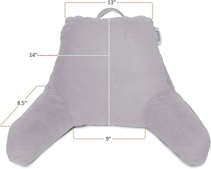 Nestl Reading Pillow for Kids & Teens with Shredded Memory Foam, Backrest Pillows for Reading, Watching, and Gaming, Use on The Couch, Bed, or Floor, Adjustable Support, Washable Cover Grey Lavender