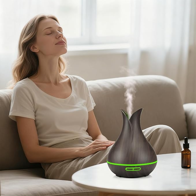Smart WiFi Essential Oil Diffuser App Control Air Humidifier (Dark Wood UK)