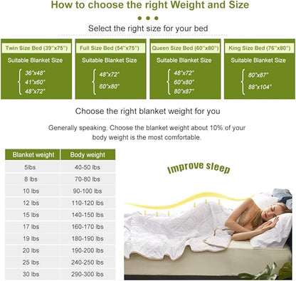 Dornroscn Cooling Viscose Made from Bamboo Weighted Blanket Queen Size Heavy Blanket 17Lbs 60"×80" Blnket for Adult 100% Rayon with Premium Glass Beads (White, 60"X80"| 17lbs)