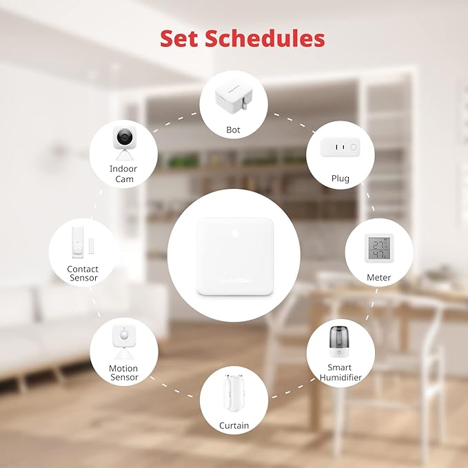 Smart Automatic Curtain Opener with Hub mini - Bluetooth Remote Control with App/Timer, High-Performance Motor, Unlimited Power, Add SwitchBot Hub to Compatible with Alexa, Google Home, HomeKit