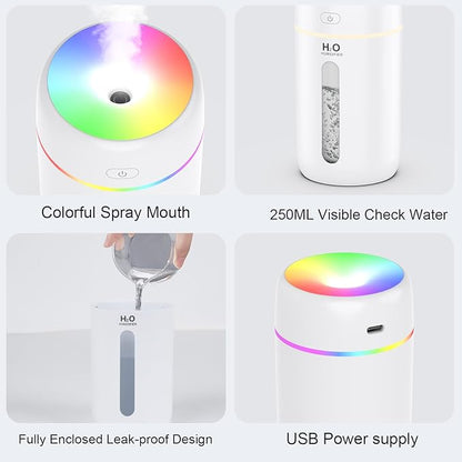ZPP Humidifier for Bedroom Portable Mini Humidifier with 7-color Lights for Car,Home,Office,Travel with Night Light, Auto Shut-Off