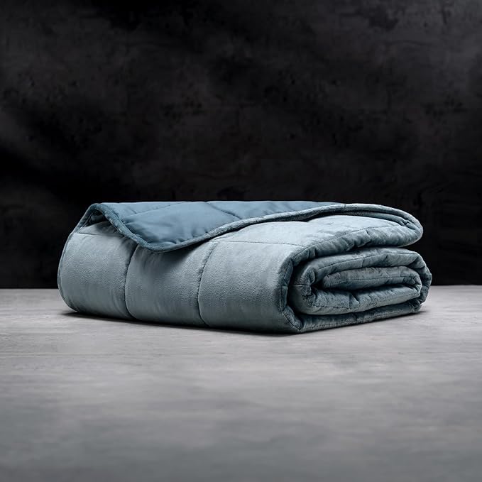 LUXOME Queen Size Weighted Blanket | Integrated Cooling & Plush Cover | 18 lbs | 60"x80" | Ocean
