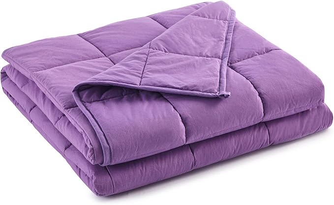 RelaxBlanket Cotton Weighted Blanket 100% Cotton with Premium Glass Beads for All-Season 60''x80'' 15lbs,Purple