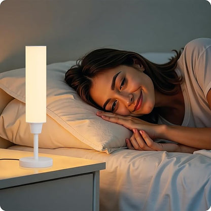 Table Lamp with Remote，Bedside Lamps for Night Stands, Nightstand Lamp with Adjustable Brightness (10%-100%) and Color Temperature (3000k-6000k),Small Lamp for Bedroom (White)