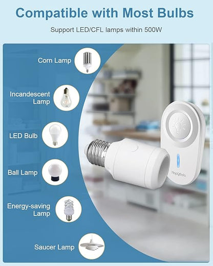 Remote Control Light Socket for 500W E26/E27 Bulb Base Holder, No Wiring Wireless Light Switch Kit Light Fixtures