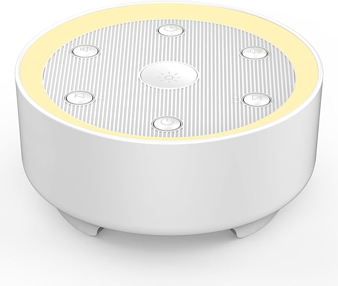 Kipcush White Noise Machine - 21 Soothing Non-Looping Sounds, Dimmable Night Light, & Blind-Touch Buttons | USB-Powered Portable Sleep Therapy for Babies, Adults, Office & Travel - White