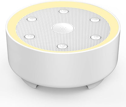 Kipcush White Noise Machine - 21 Soothing Non-Looping Sounds, Dimmable Night Light, & Blind-Touch Buttons | USB-Powered Portable Sleep Therapy for Babies, Adults, Office & Travel - White