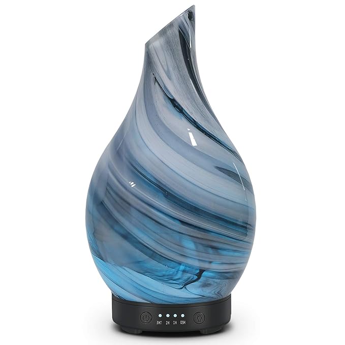 Essential Oil Diffuser 120ml Ultrasonic Aromatherapy Diffuser with Handmade Glass with Auto Shut-Off Protection 4 Timer Setting 7 Colors Changed LED Diffuser for Home Yoga Office Gifts for Women