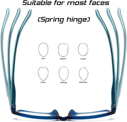 Reading Glasses Blue Light Blocking for Men Women,Rectangular Frame Computer Readers with Spring Hinge