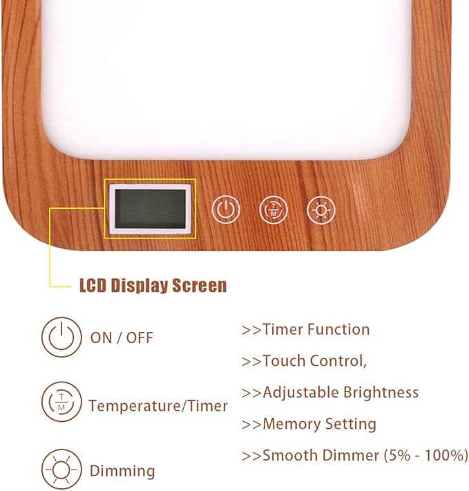 Led Light Therapy Lamp 3 Color Temperature, UV Free 10000 Lux Brightness for Home Office Traveling