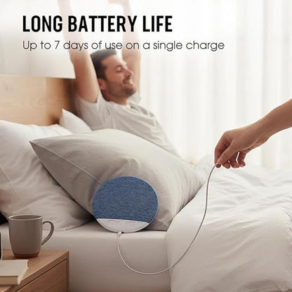 Bone Conduction Pillow Speaker, 11mm Ultra-Thin Pillow Bluetooth Speaker — Personal Audio & for Peaceful Nights, White Noise Timer Wireless Sleep Aid with Stereo Bass Private (Upgraded)
