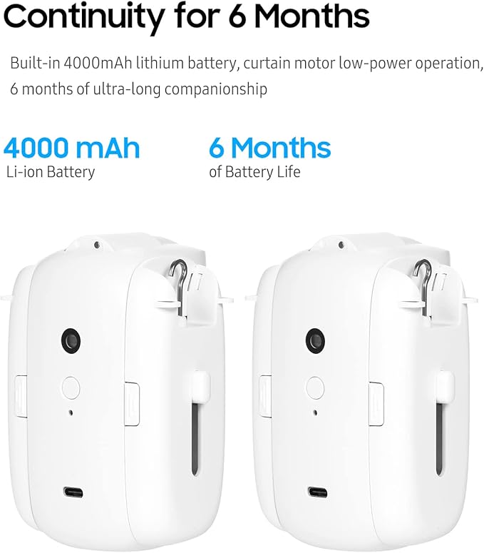 2Pcs Smart Electric Curtain Motor Curtains Rod Opener Voice Control Timer Control Light Sensor Automatic Curtain Switch Robot for I-rail U-rail