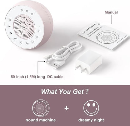 Housbay White Noise Machine with 31 High Fidelity Soothing Sounds, 5W High Power Loud Enough Speaker, Easy Volume Control, Sleep Timer, Sound Machine for Baby, Kids, Adults, Light Sleeper