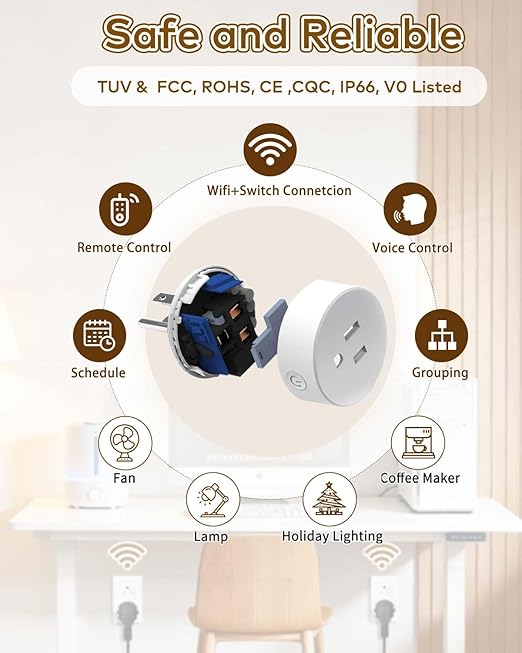 Wireless Remote Control Outlet Plug,NineLeaf Smart Outlets for Household,On Off 2 Smart Plug 1 Switch Compatible with Tuya,Alexa and Google Assistant,Timer Outlet,No Wiring,White