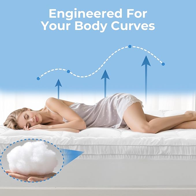 YUGYVOB California King Mattress Topper - 800GSM Extra Thick Cooling & Breathable Mattress Pad with Deep Pocket 8"-21" & Soft Down Alternative Filling, White