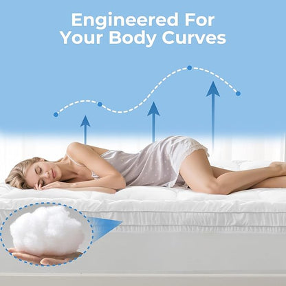 YUGYVOB California King Mattress Topper - 800GSM Extra Thick Cooling & Breathable Mattress Pad with Deep Pocket 8"-21" & Soft Down Alternative Filling, White