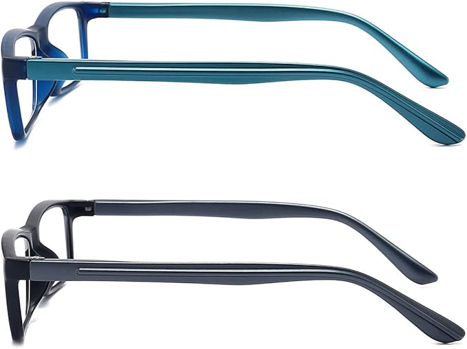 Reading Glasses Blue Light Blocking for Men Women,Rectangular Frame Computer Readers with Spring Hinge