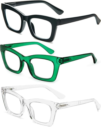 REAVEE Oprah Style Reading Glasses for Women, Blue Light Blocking Stylish Oversized Computer Readers Spring Hinge