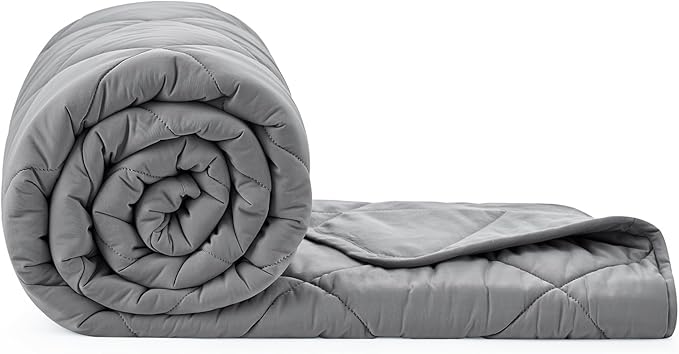 Cozy Bliss Cooling Blanket for Kids Hot Sleepers, Q-Max 0.45 Cooling Comfort, Cold Blankets for Night Sweats Sleeping, Ultra-Cool Lightweight Breathable Blanket for Travel, Glacial Grey 40"x60"