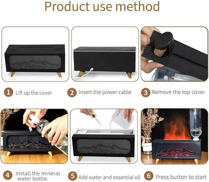 Fireplace Flame Air Diffuser Humidifier,7 Colors Aromatherapy Essential Oil Diffuser, Ultrasonic Cool Mist Humidifier with Remote,2 Gears Timer Shutdown,Can Connect to Water Bottle for Home Yoga (a1)
