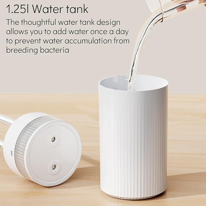 HomeBeyond Portable Mist Humidifier for Bedroom, 1.1L USB Charging and Plug-In Dual-Use, 28dB Quiet Dual Nozzle Air Humidifier for Home Baby Nursery & Plants, 8H Auto Shut-off and Warm Night Light