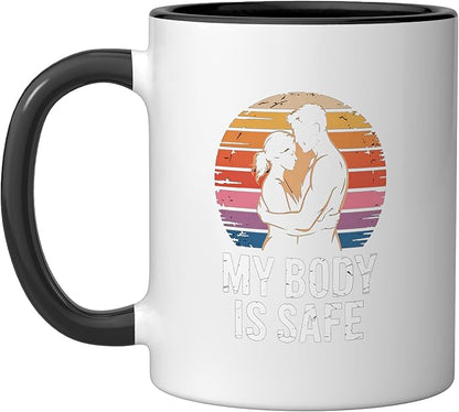Breathing Relaxation Stress Relief Vagus Nerve Stimulation Ceramic Mug, Black/White