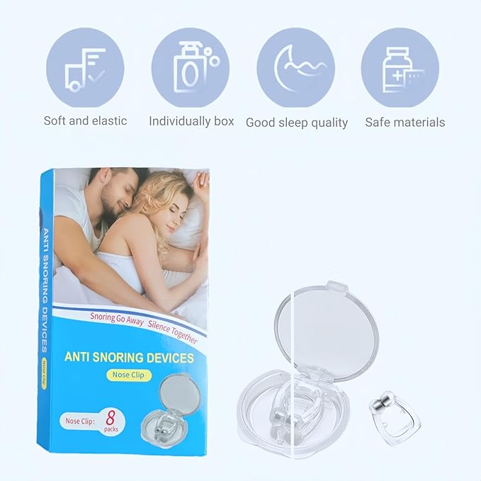Anti snoring Devices,Effective snoring Solution,Silicone Nose Clip, Breathing Stop snoring,Enjoy a Comfortable and Quieter Sleep,White Medium 8pcs