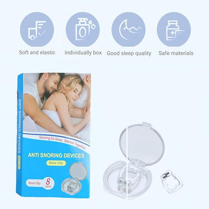 Anti snoring Devices,Effective snoring Solution,Silicone Nose Clip, Breathing Stop snoring,Enjoy a Comfortable and Quieter Sleep,White Medium 8pcs