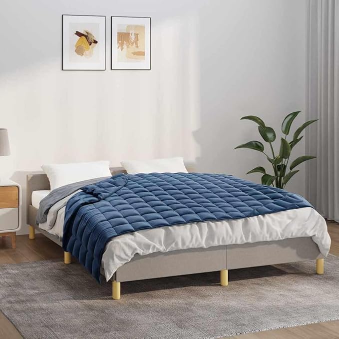 vidaXL Weighted Sleep Blanket in Blue - 13.2 lbs, Brushed Polyester Microfiber Fabric, Breathable & Durable with Filling