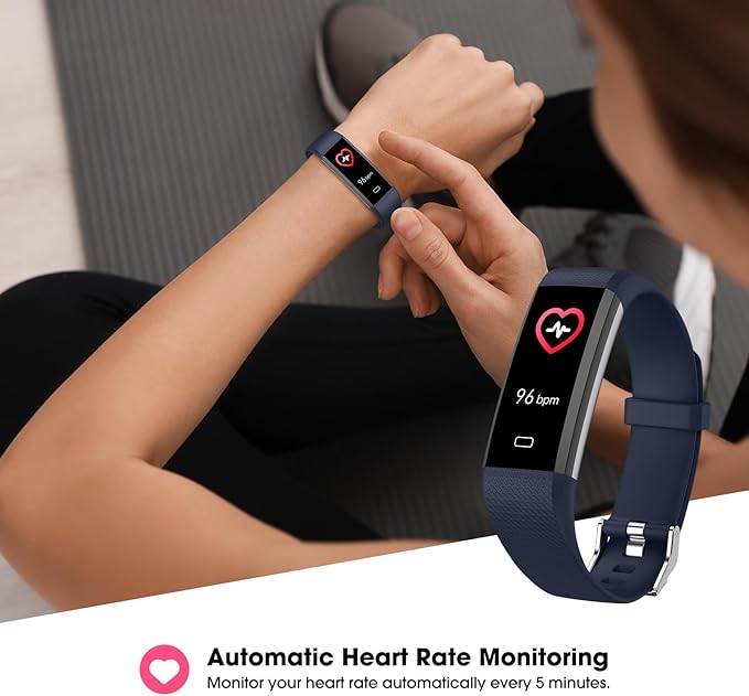 Fitness Tracker with Heart Rate Blood Oxygen Monitor, Activity Tracker Sleep Monitor Health Tracker, Smart Watch Pedometer Step Calories Counter, Fitness Watches for Men Women