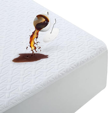 MERITLIFE Premium Waterproof King Size Mattress Protector Cooling 4D King Mattress Cover Breathable Deep Pocket Mattress Pad Machine Washable Noiseless Quiet (White,King 78"x80")