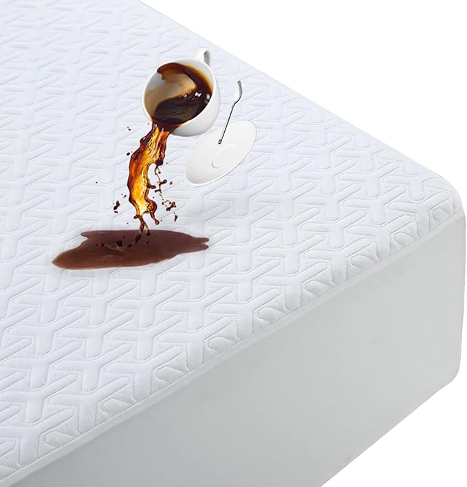 MERITLIFE Premium Waterproof Twin XL Size Mattress Protector Noiseless College Dorm Room Bed 4D Mattress Cover Extra Long Single Cooling Breathable Soft Washable (White,Twin XL 39"x80")
