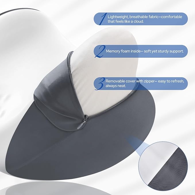 Knee Pillow for Side Sleepers, Leg Pillow for Side Sleeping, Heart-Shape Memory Foam Knee Wedge Pillow, Leg Elevating Pillow for Knees, Hip, Joints, Between Legs, Grey
