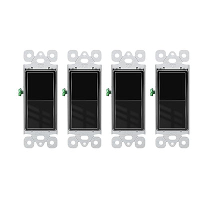 Greencycle Black Single Pole Rocker Light Switch,Paddle Light Switch 15 Amp,Sp Switches White,120V-277V AC,On/Off Wall Switches, Residential/Commercial Grade,Home & Office,UL/CUL,4PK