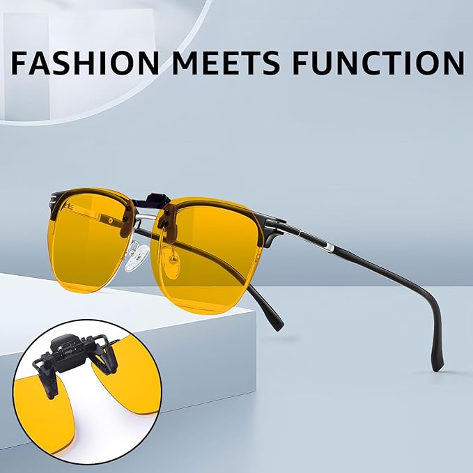 VIEWBETTER 3 Pack Clip On Blue Light Blocking Glasses for Eyes Strain/Light-Sensitive Flip Up Computer Gaming Glasses BL1009