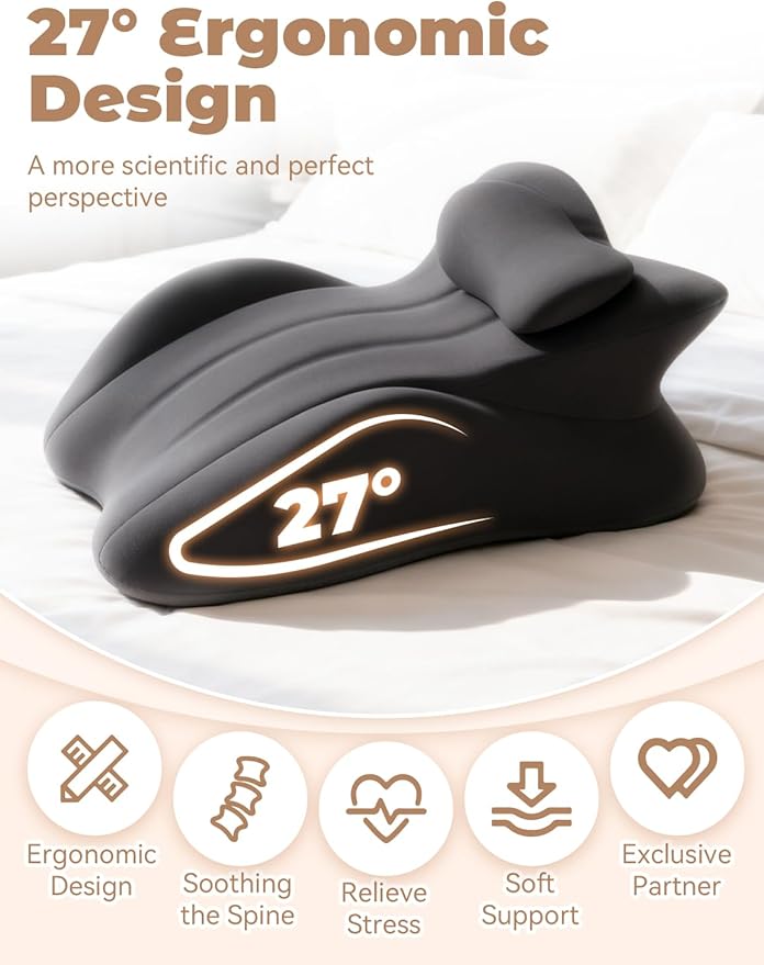 Moodie Pillow, Couples Pillow for Intimacy 27 Degree = Just The Right Lift, Ergonomic Memory Foam Intimacy Comfort Pillow Hip & Back Support, All Perfect Position Easily Postures Wedge Pillow (Gray)