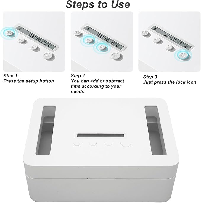 Metal Timed Lock Box, Time Lock Box with LED Display, Child Lock, Self Control Timer Locker for Phones, Snacks, Other Unwanted Temptations, Up to 365 Days (S) 40cm / 15.7in
