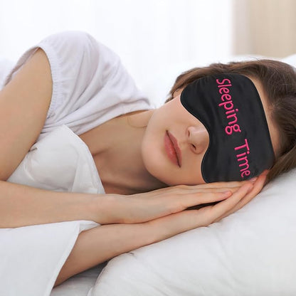 Geyoga 4 Pieces Funny Eye Mask for Sleep Soft Satin Blocking Blindfold with Adjustable Strap Silk Eye Cover Out Lights for Women Men Travel, Nap, Meditation (Black with Red Words,Classic Style)