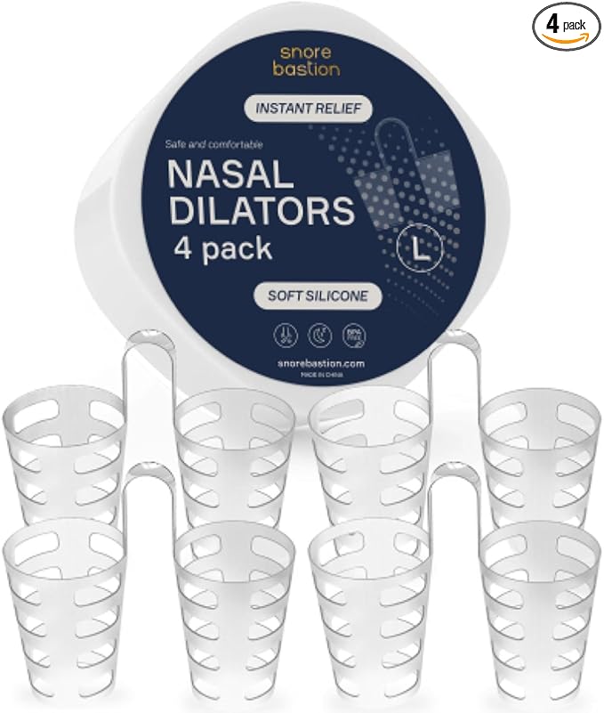 Nasal Dilators for Sleeping – Set of 4 Large (L) Soft Nose Vents and Nostril Opener for Quiet Nights - Nasal Cones